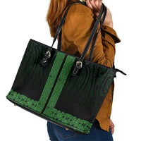 New Zealand Maori Kowhaiwhai Leather Tote Bag Kakariki Maui and Mangopare LT9 - Polynesian Pride