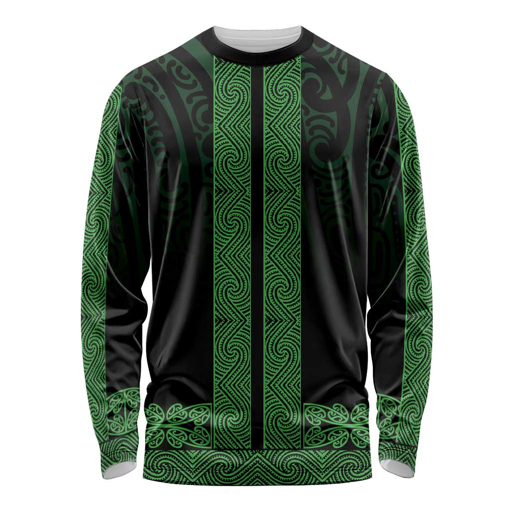 New Zealand Maori Kowhaiwhai Long Sleeve Shirt Kakariki Maui and Mangopare LT9 Unisex Green - Polynesian Pride