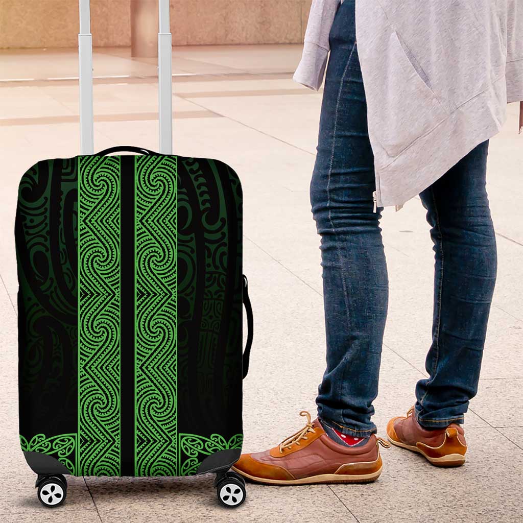 New Zealand Maori Kowhaiwhai Luggage Cover Kakariki Maui and Mangopare LT9 Green - Polynesian Pride