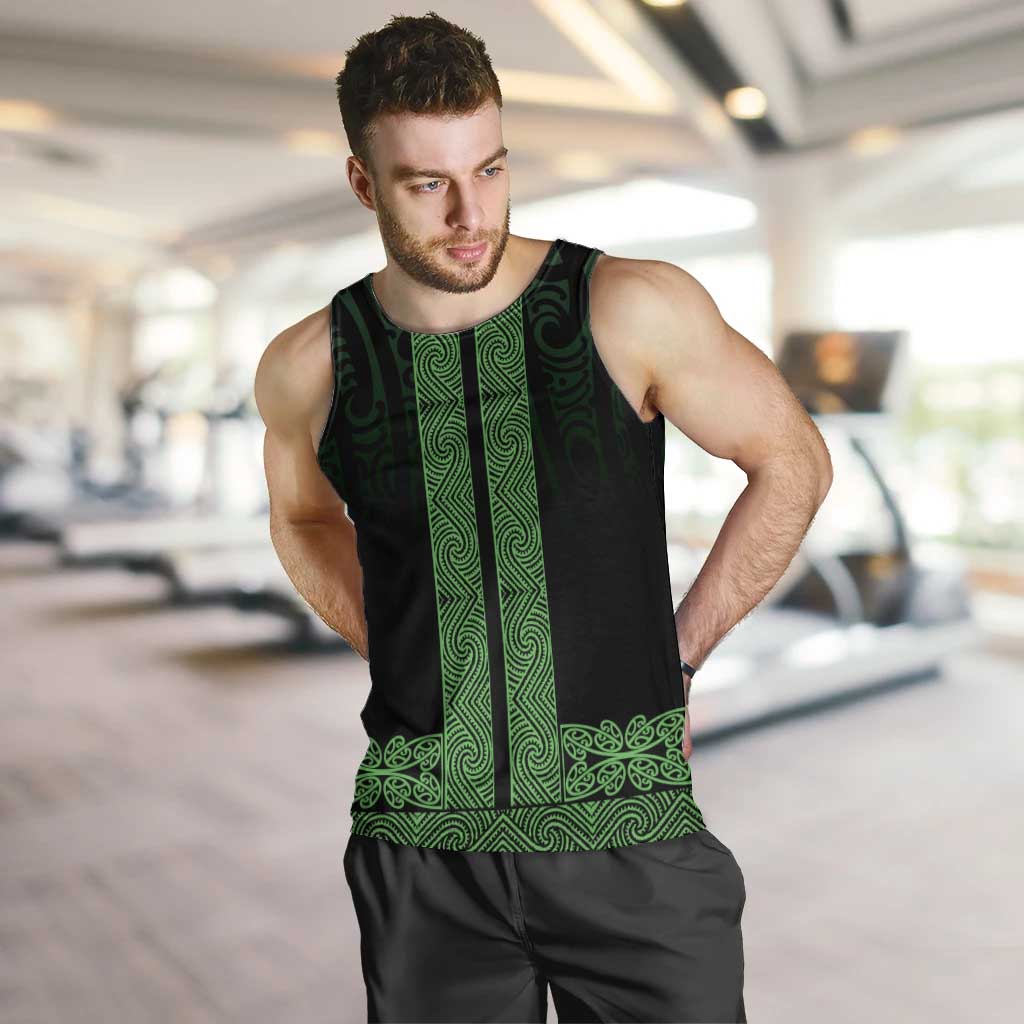 New Zealand Maori Kowhaiwhai Men Tank Top Kakariki Maui and Mangopare