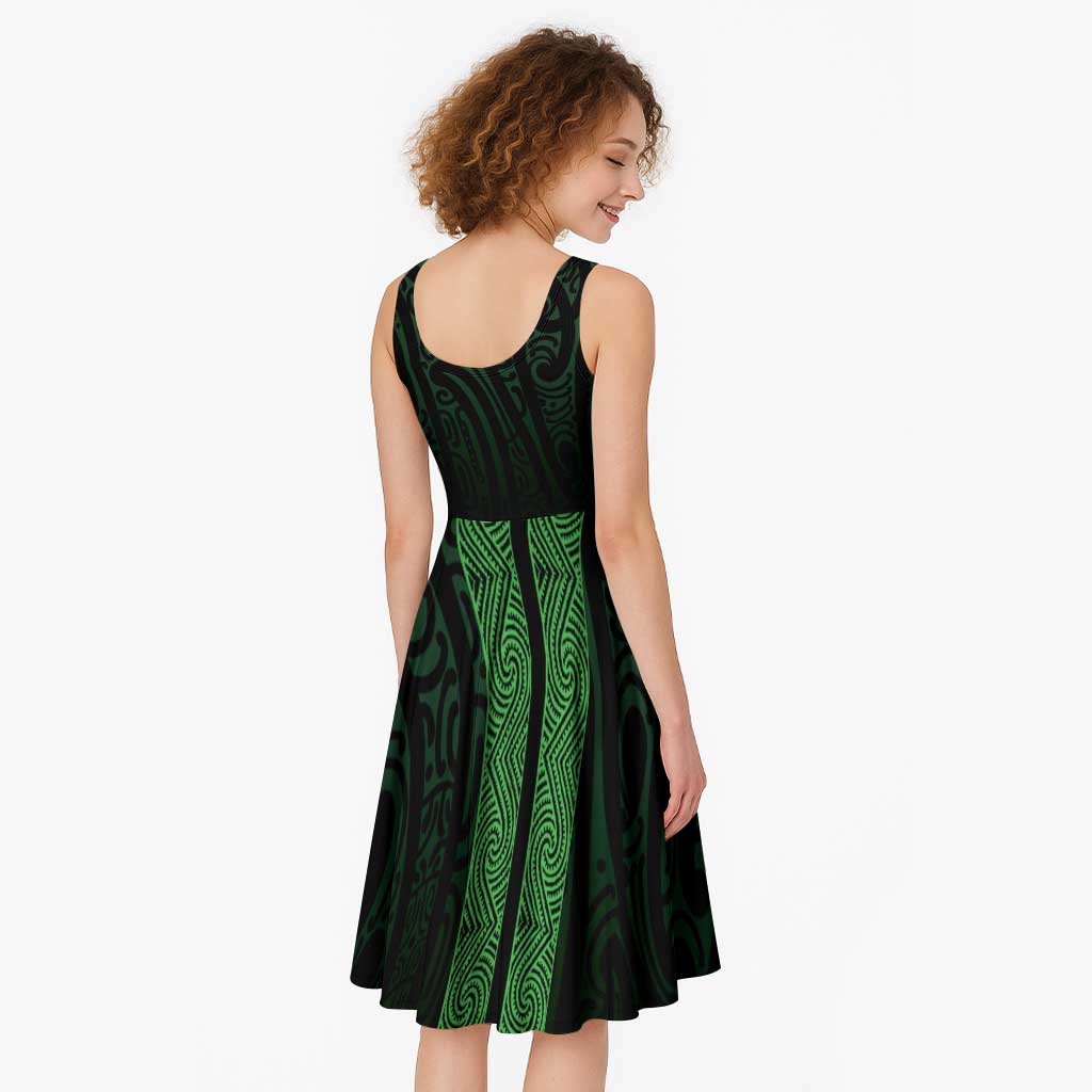 New Zealand Maori Kowhaiwhai Midi Dress Kakariki Maui and Mangopare - Polynesian Pride