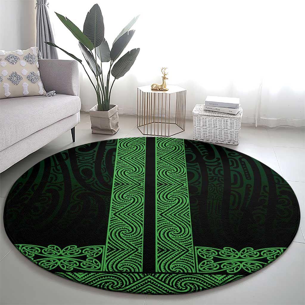 New Zealand Maori Kowhaiwhai Round Carpet Kakariki Maui and Mangopare