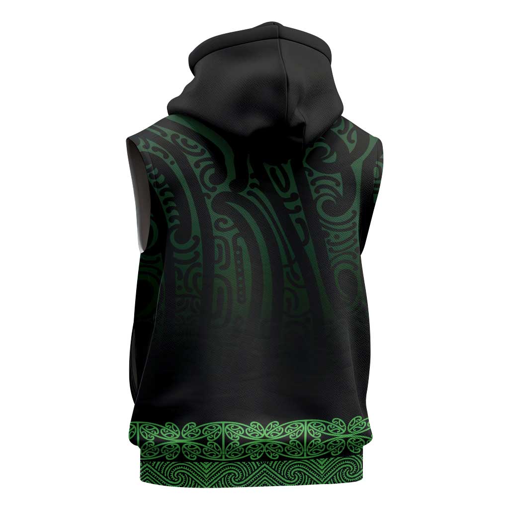 New Zealand Maori Kowhaiwhai Sleeveless Hoodie Kakariki Maui and Mangopare LT9 - Polynesian Pride