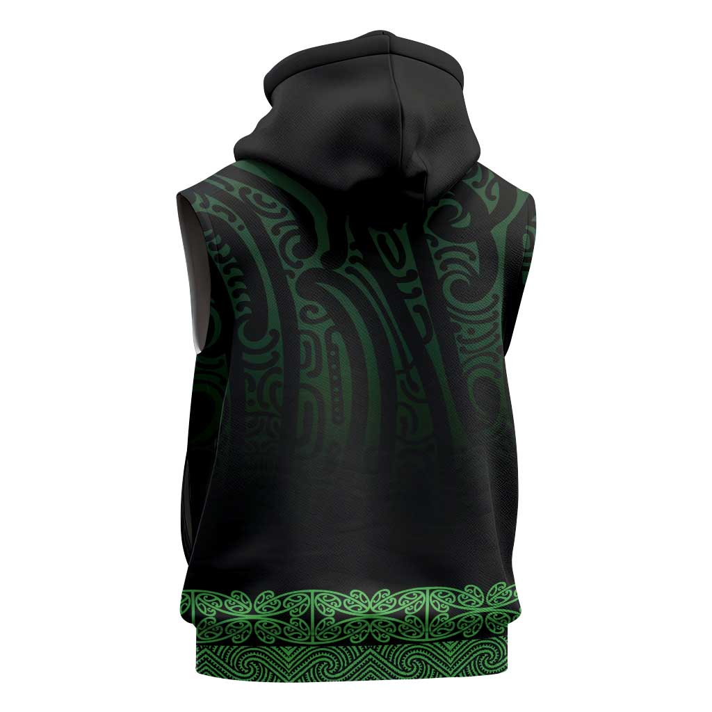 New Zealand Maori Kowhaiwhai Sleeveless Zip Hoodie Kakariki Maui and Mangopare LT9 - Polynesian Pride