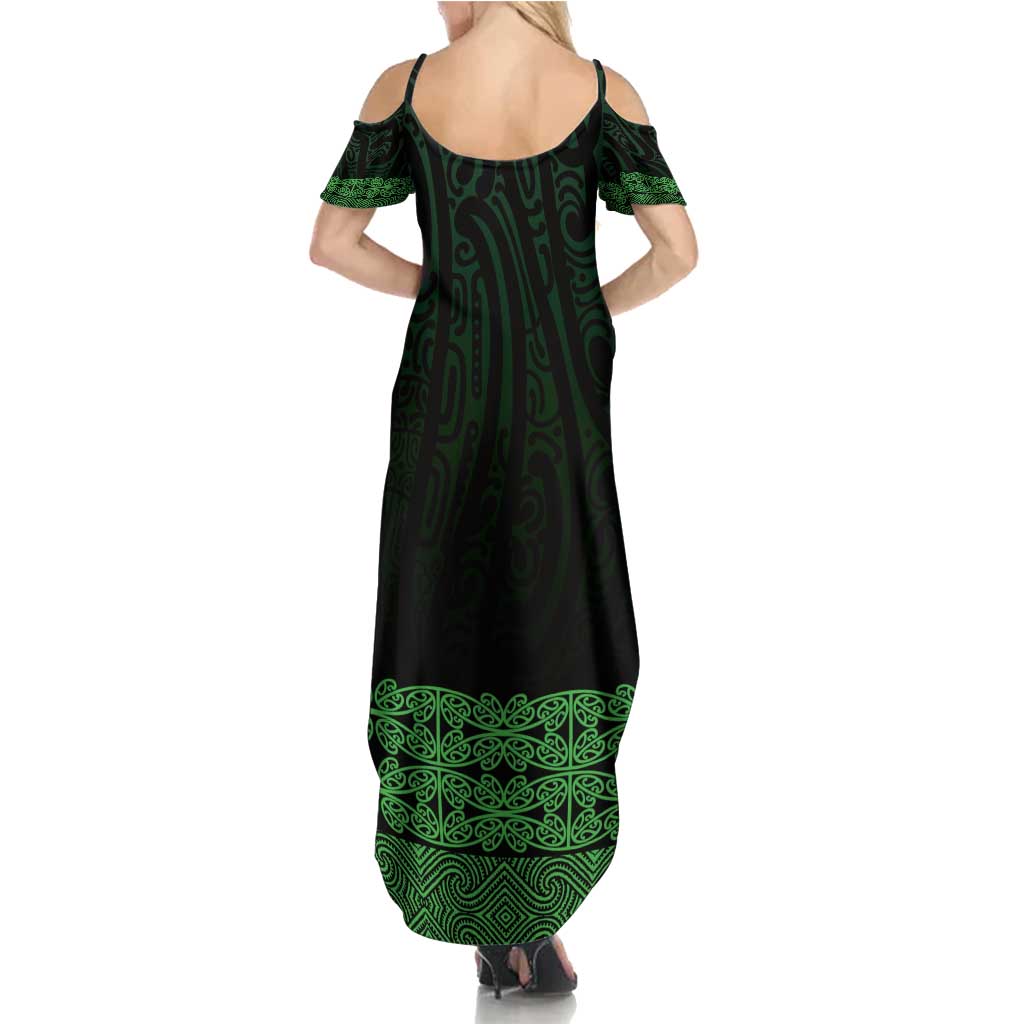 New Zealand Maori Kowhaiwhai Summer Maxi Dress Kakariki Maui and Mangopare LT9 - Polynesian Pride