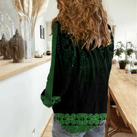 New Zealand Maori Kowhaiwhai Women Casual Shirt Kakariki Maui and Mangopare LT9 - Polynesian Pride