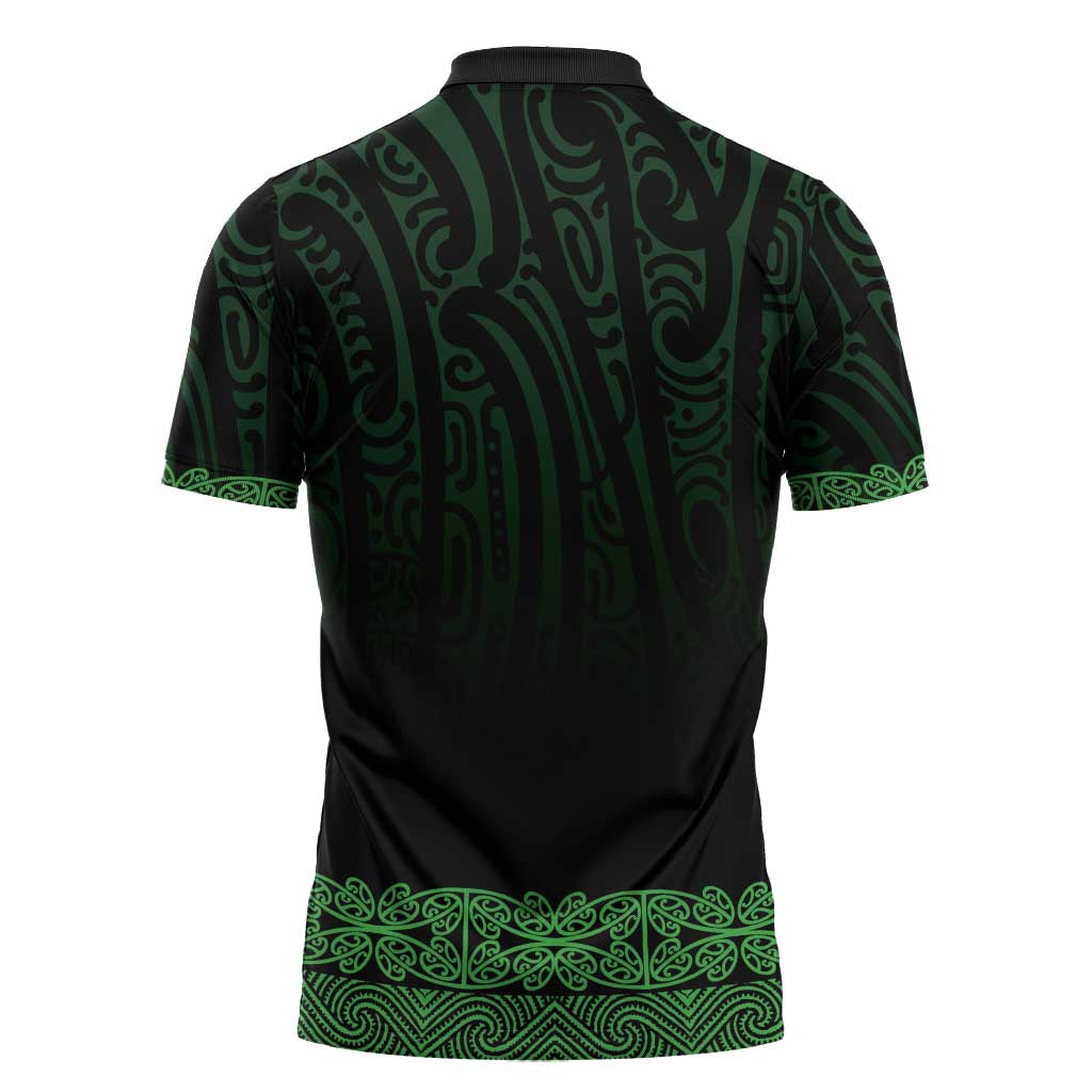 New Zealand Maori Kowhaiwhai Zipper Polo Shirt Kakariki Maui and Mangopare LT9 - Polynesian Pride