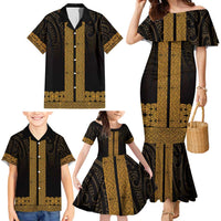 New Zealand Maori Kowhaiwhai Family Matching Mermaid Dress and Hawaiian Shirt Karaka Maui and Mangopare LT9 - Polynesian Pride
