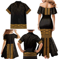New Zealand Maori Kowhaiwhai Family Matching Mermaid Dress and Hawaiian Shirt Karaka Maui and Mangopare LT9 - Polynesian Pride