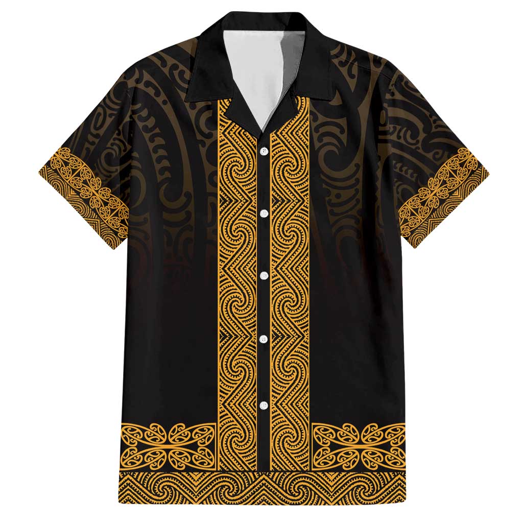 New Zealand Maori Kowhaiwhai Family Matching Short Sleeve Bodycon Dress and Hawaiian Shirt Karaka Maui and Mangopare LT9 Dad's Shirt - Short Sleeve Gold - Polynesian Pride