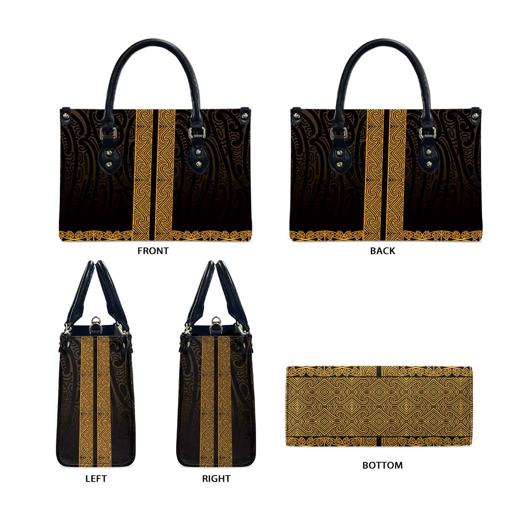 New Zealand Maori Kowhaiwhai Leather Bag Karaka Maui and Mangopare - Polynesian Pride
