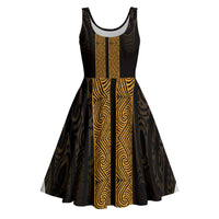 New Zealand Maori Kowhaiwhai Midi Dress Karaka Maui and Mangopare - Polynesian Pride