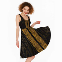 New Zealand Maori Kowhaiwhai Midi Dress Karaka Maui and Mangopare - Polynesian Pride