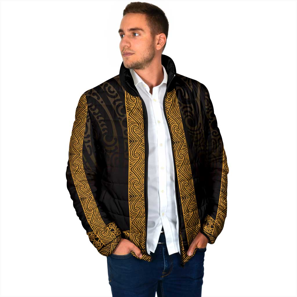 New Zealand Maori Kowhaiwhai Padded Jacket Karaka Maui and Mangopare - Polynesian Pride