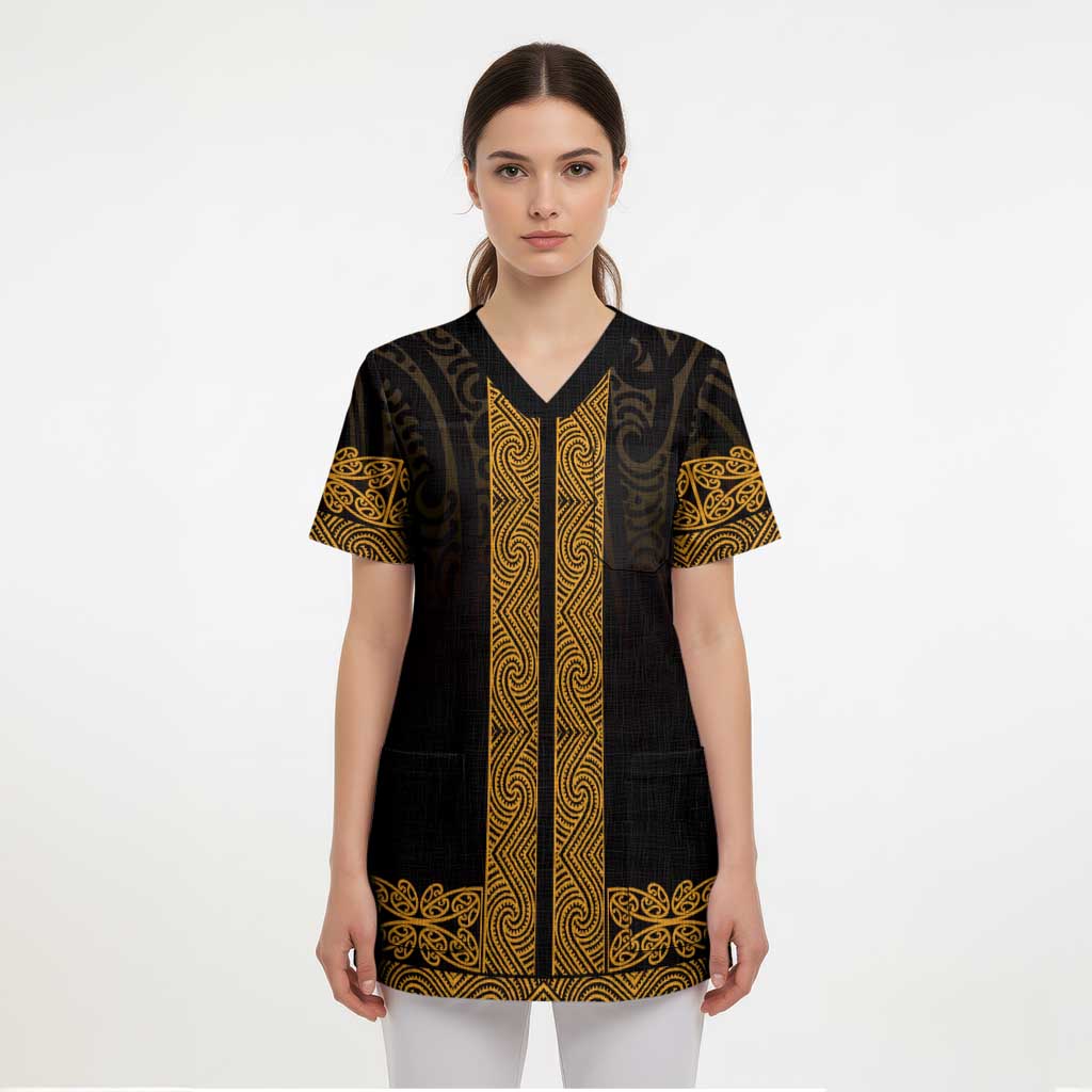 New Zealand Maori Kowhaiwhai Scrub Top Karaka Maui and Mangopare - Polynesian Pride