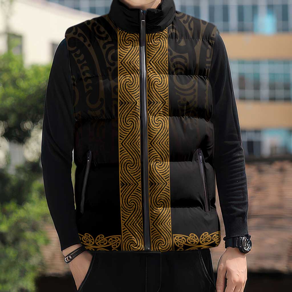 New Zealand Maori Kowhaiwhai Sleeveless Puffer Jacket Karaka Maui and Mangopare - Polynesian Pride