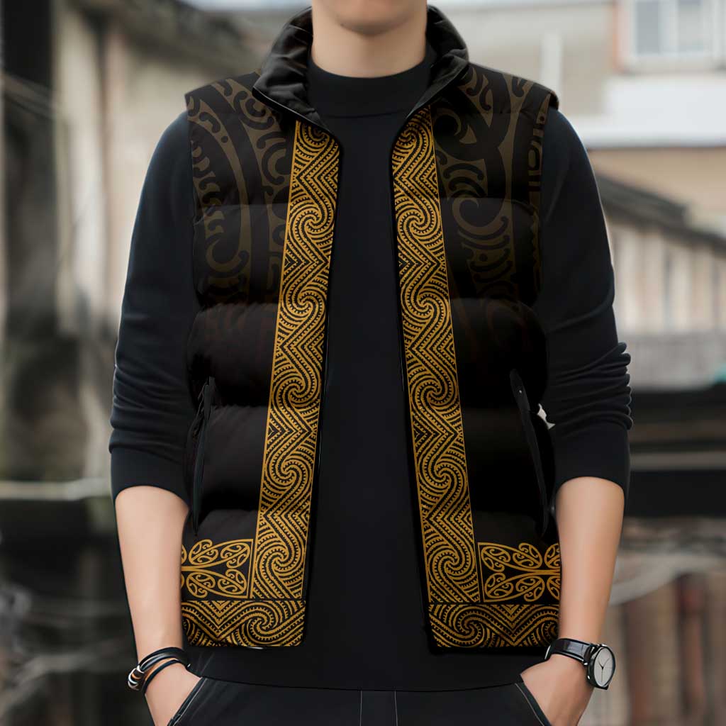 New Zealand Maori Kowhaiwhai Sleeveless Puffer Jacket Karaka Maui and Mangopare - Polynesian Pride