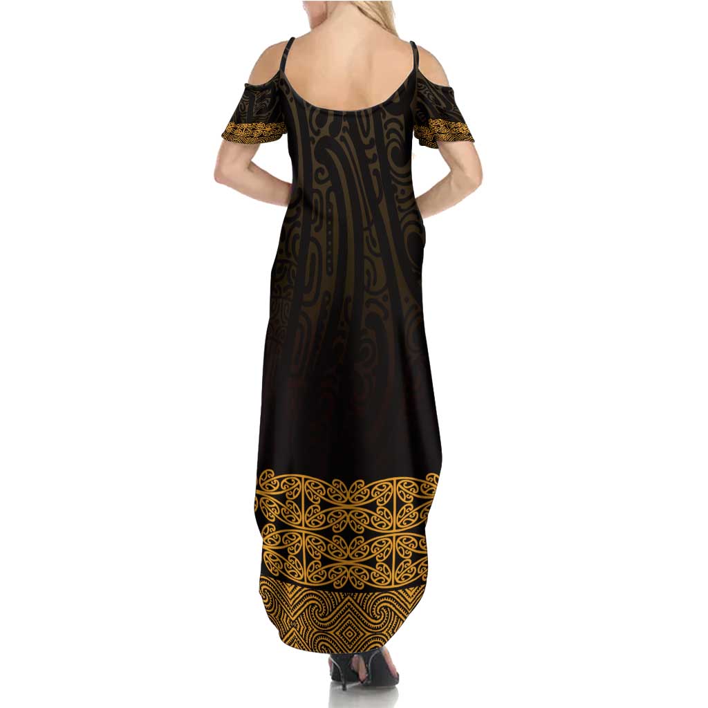 New Zealand Maori Kowhaiwhai Summer Maxi Dress Karaka Maui and Mangopare LT9 - Polynesian Pride