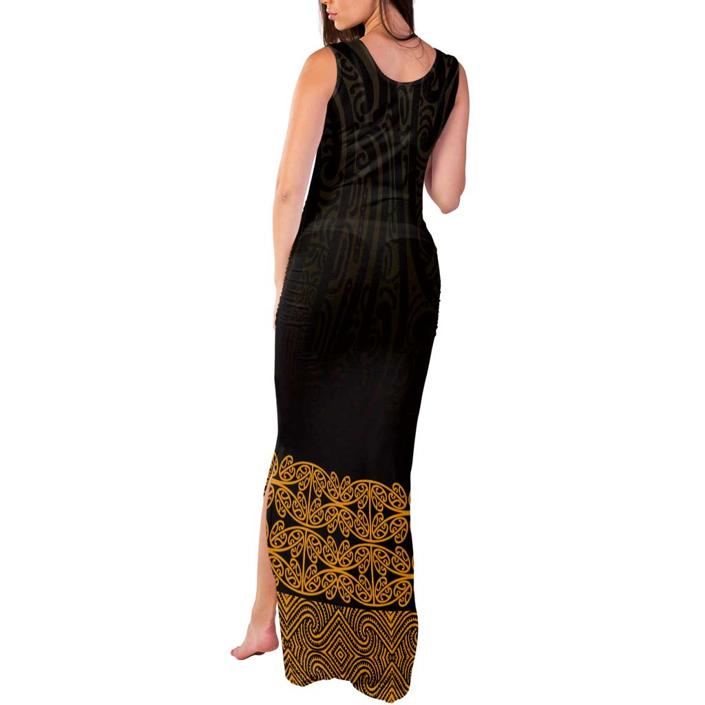 New Zealand Maori Kowhaiwhai Tank Maxi Dress Karaka Maui and Mangopare LT9 - Polynesian Pride