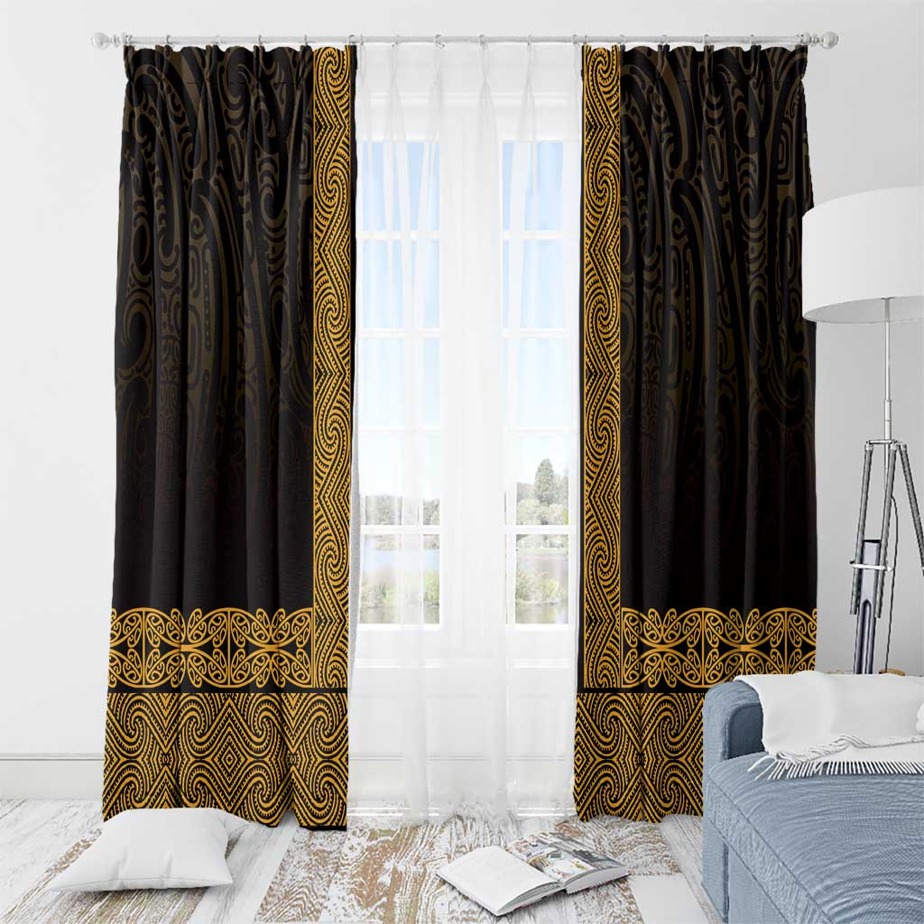 New Zealand Maori Kowhaiwhai Window Curtain Karaka Maui and Mangopare