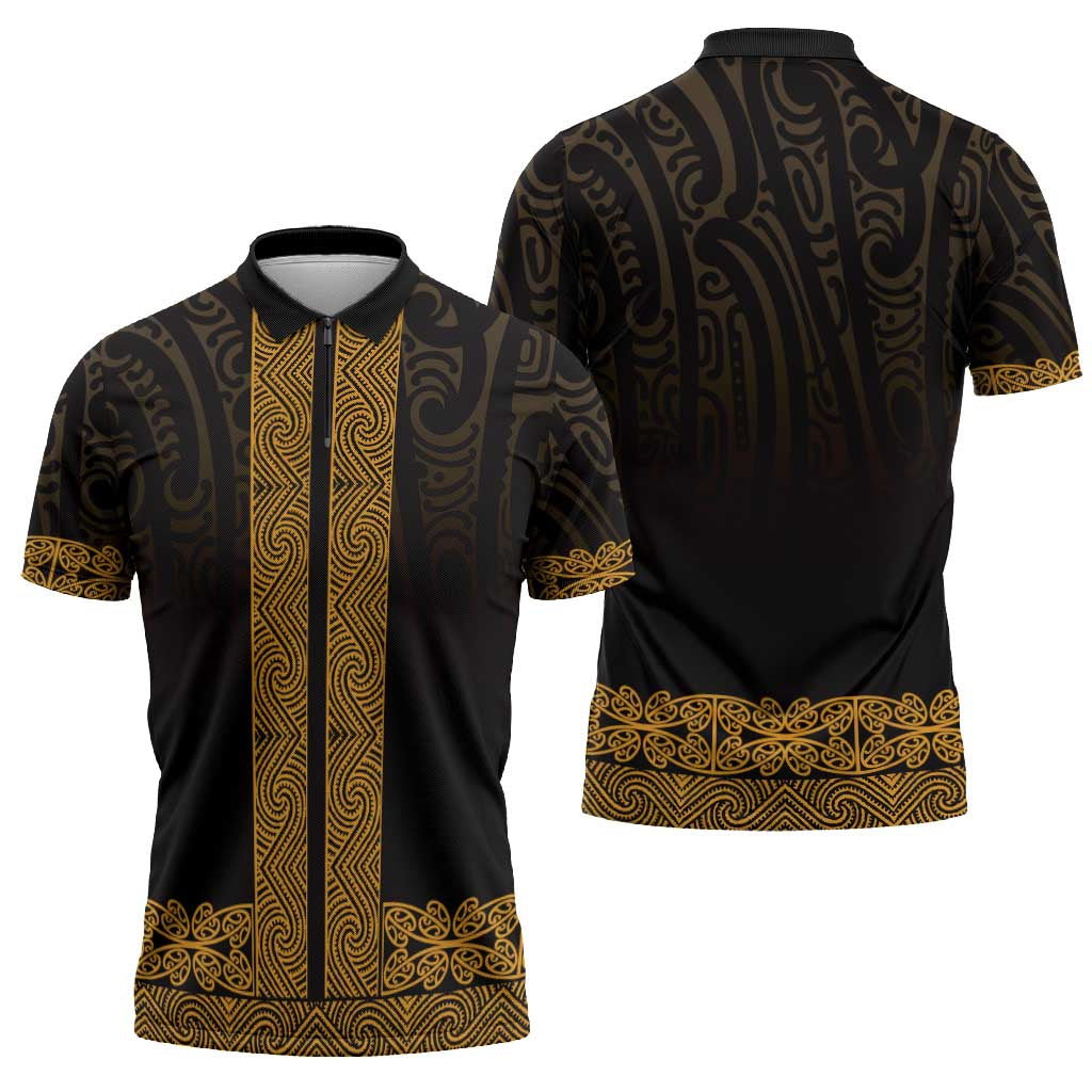New Zealand Maori Kowhaiwhai Zipper Polo Shirt Karaka Maui and Mangopare LT9 - Polynesian Pride