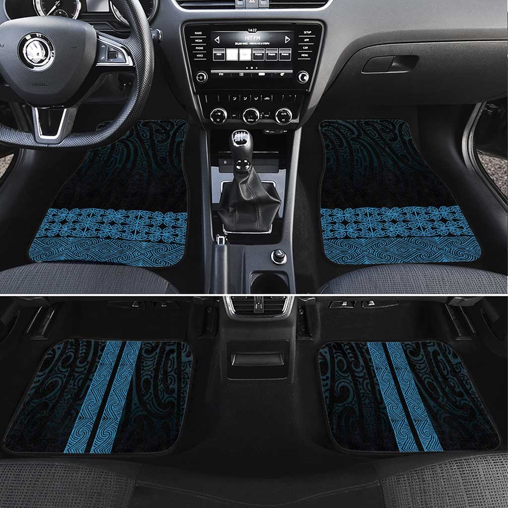 New Zealand Maori Kowhaiwhai Car Mats Kikorangi Maui and Mangopare LT9 Set 4pcs Blue - Polynesian Pride