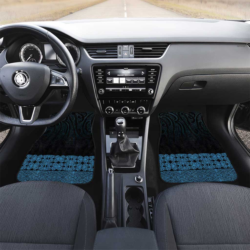 New Zealand Maori Kowhaiwhai Car Mats Kikorangi Maui and Mangopare LT9 Set 2pcs - Front Blue - Polynesian Pride