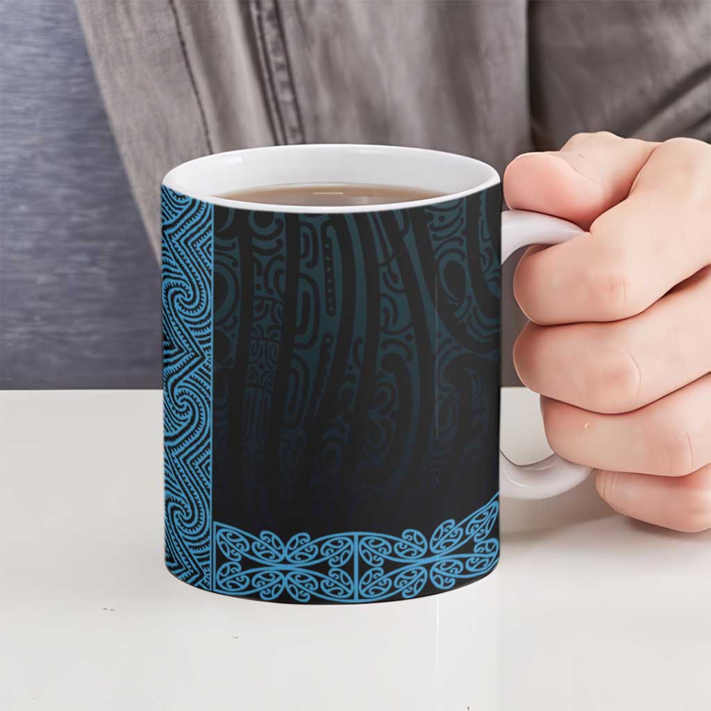 New Zealand Maori Kowhaiwhai Ceramic Mug Kikorangi Maui and Mangopare - Polynesian Pride