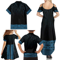 New Zealand Maori Kowhaiwhai Family Matching Summer Maxi Dress and Hawaiian Shirt Kikorangi Maui and Mangopare LT9 - Polynesian Pride
