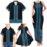 New Zealand Maori Kowhaiwhai Family Matching Tank Maxi Dress and Hawaiian Shirt Kikorangi Maui and Mangopare LT9 - Polynesian Pride