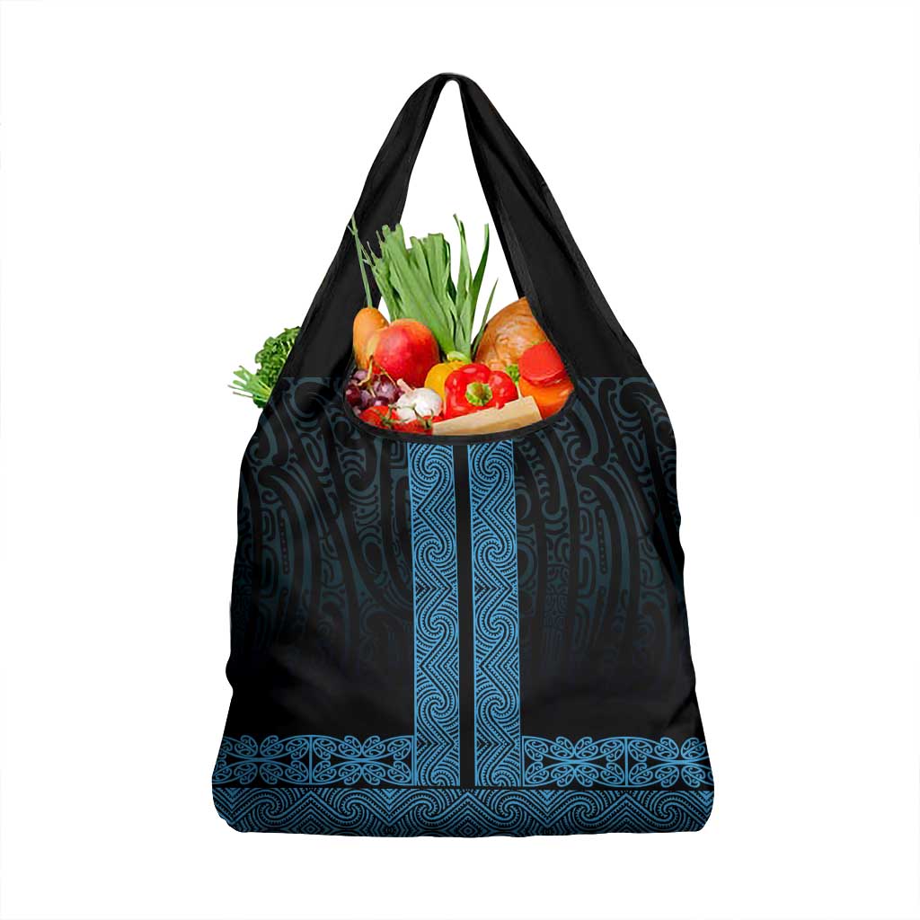 New Zealand Maori Kowhaiwhai Grocery Bag Kikorangi Maui and Mangopare LT9 1-pack One Size Blue - Polynesian Pride