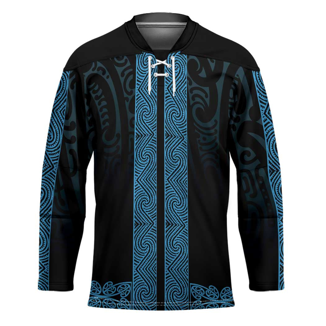 New Zealand Maori Kowhaiwhai Hockey Jersey Kikorangi Maui and Mangopare LT9 Unisex Blue - Polynesian Pride