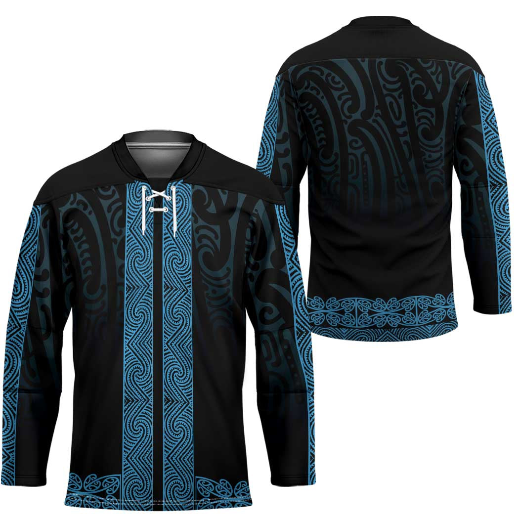 New Zealand Maori Kowhaiwhai Hockey Jersey Kikorangi Maui and Mangopare LT9 - Polynesian Pride