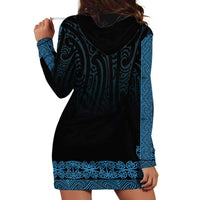 New Zealand Maori Kowhaiwhai Hoodie Dress Kikorangi Maui and Mangopare