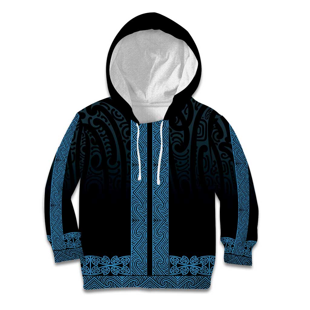New Zealand Maori Kowhaiwhai Kid Hoodie Kikorangi Maui and Mangopare LT9 Hoodie Blue - Polynesian Pride