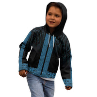 New Zealand Maori Kowhaiwhai Kid Hoodie Kikorangi Maui and Mangopare LT9 - Polynesian Pride