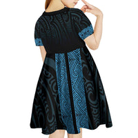 New Zealand Maori Kowhaiwhai Kid Short Sleeve Dress Kikorangi Maui and Mangopare LT9 - Polynesian Pride