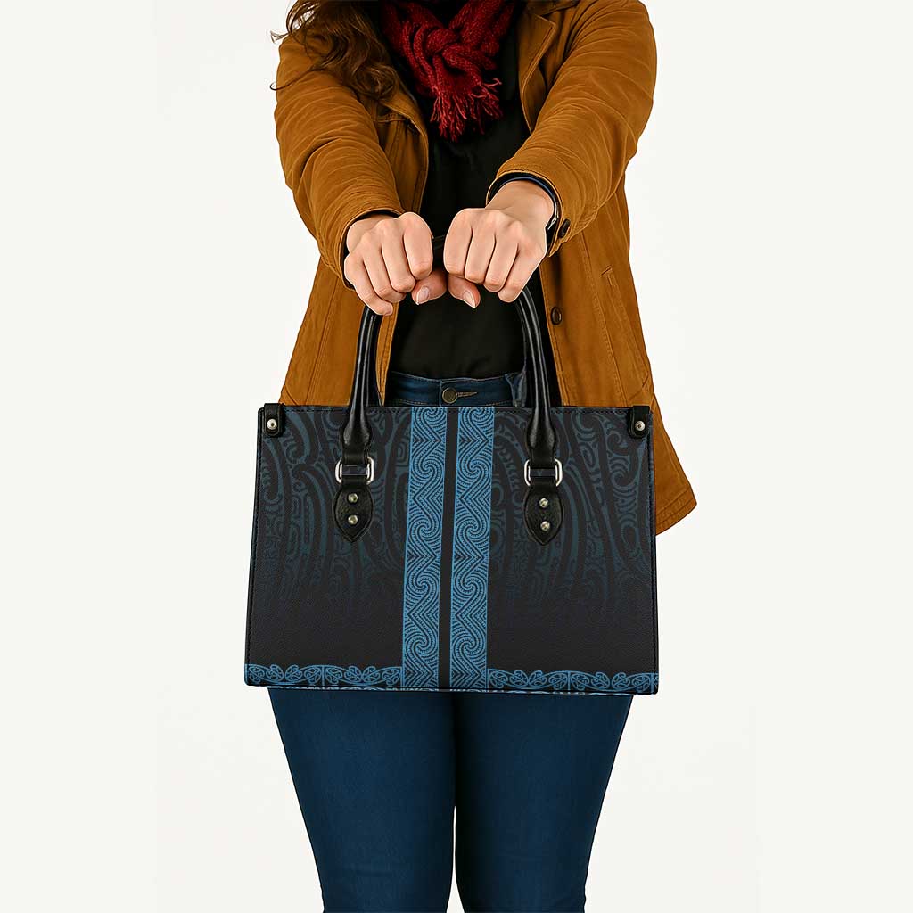 New Zealand Maori Kowhaiwhai Leather Bag Kikorangi Maui and Mangopare - Polynesian Pride