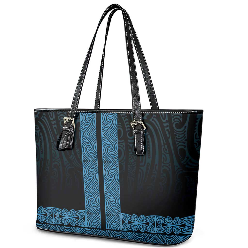 New Zealand Maori Kowhaiwhai Leather Tote Bag Kikorangi Maui and Mangopare LT9 - Polynesian Pride