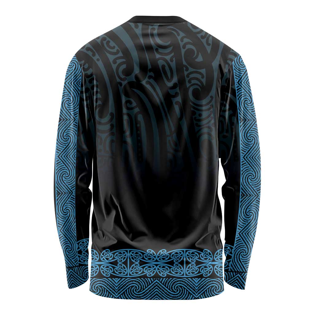 New Zealand Maori Kowhaiwhai Long Sleeve Shirt Kikorangi Maui and Mangopare LT9 - Polynesian Pride