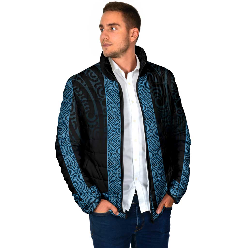 New Zealand Maori Kowhaiwhai Padded Jacket Kikorangi Maui and Mangopare - Polynesian Pride
