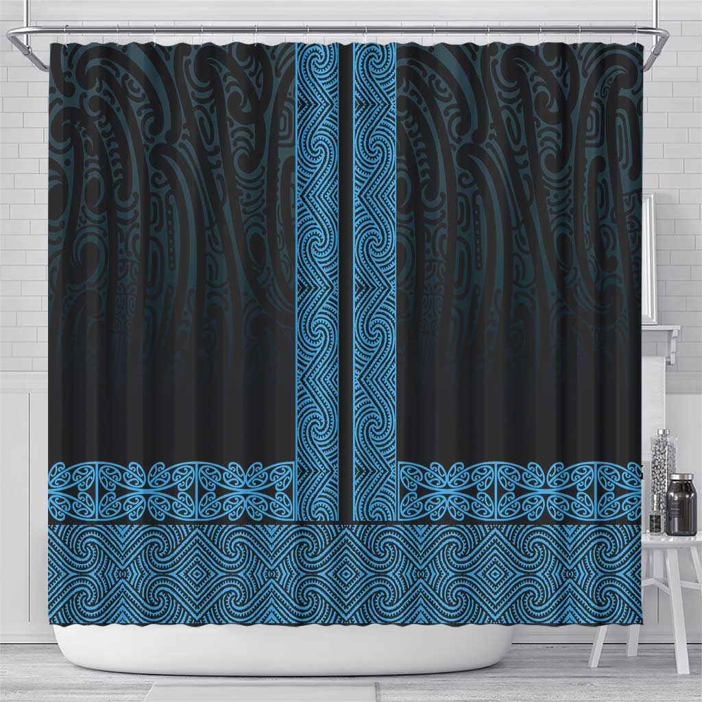 New Zealand Maori Kowhaiwhai Shower Curtain Kikorangi Maui and Mangopare LT9 - Polynesian Pride
