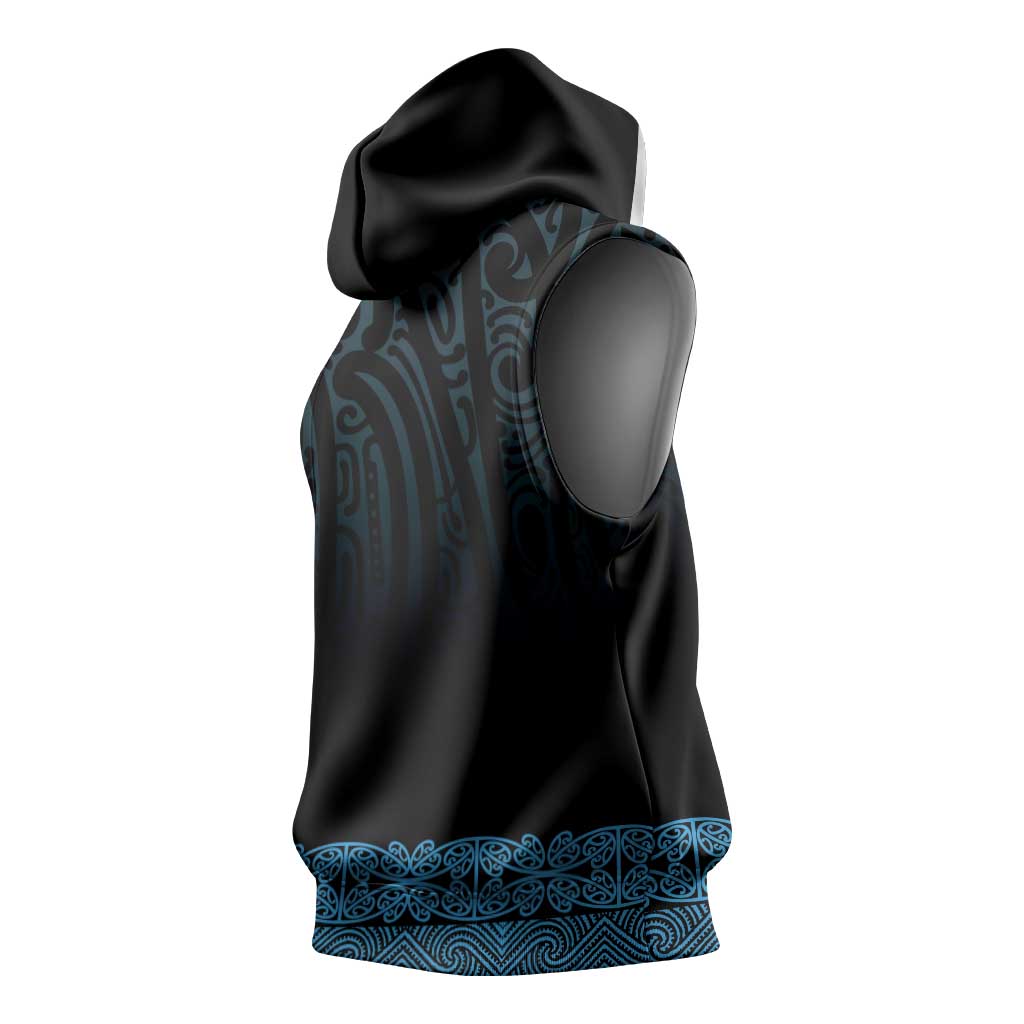 New Zealand Maori Kowhaiwhai Sleeveless Hoodie Kikorangi Maui and Mangopare LT9 - Polynesian Pride