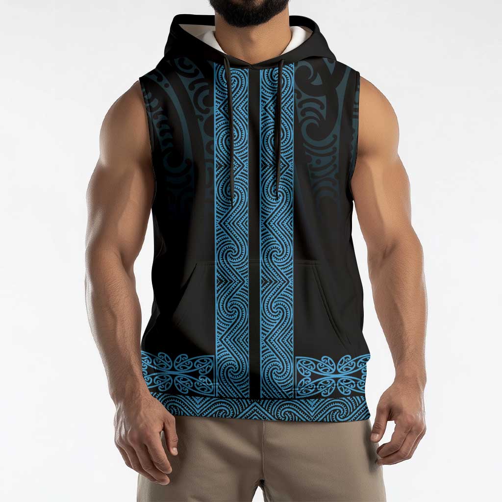 New Zealand Maori Kowhaiwhai Sleeveless Hoodie Kikorangi Maui and Mangopare LT9 - Polynesian Pride