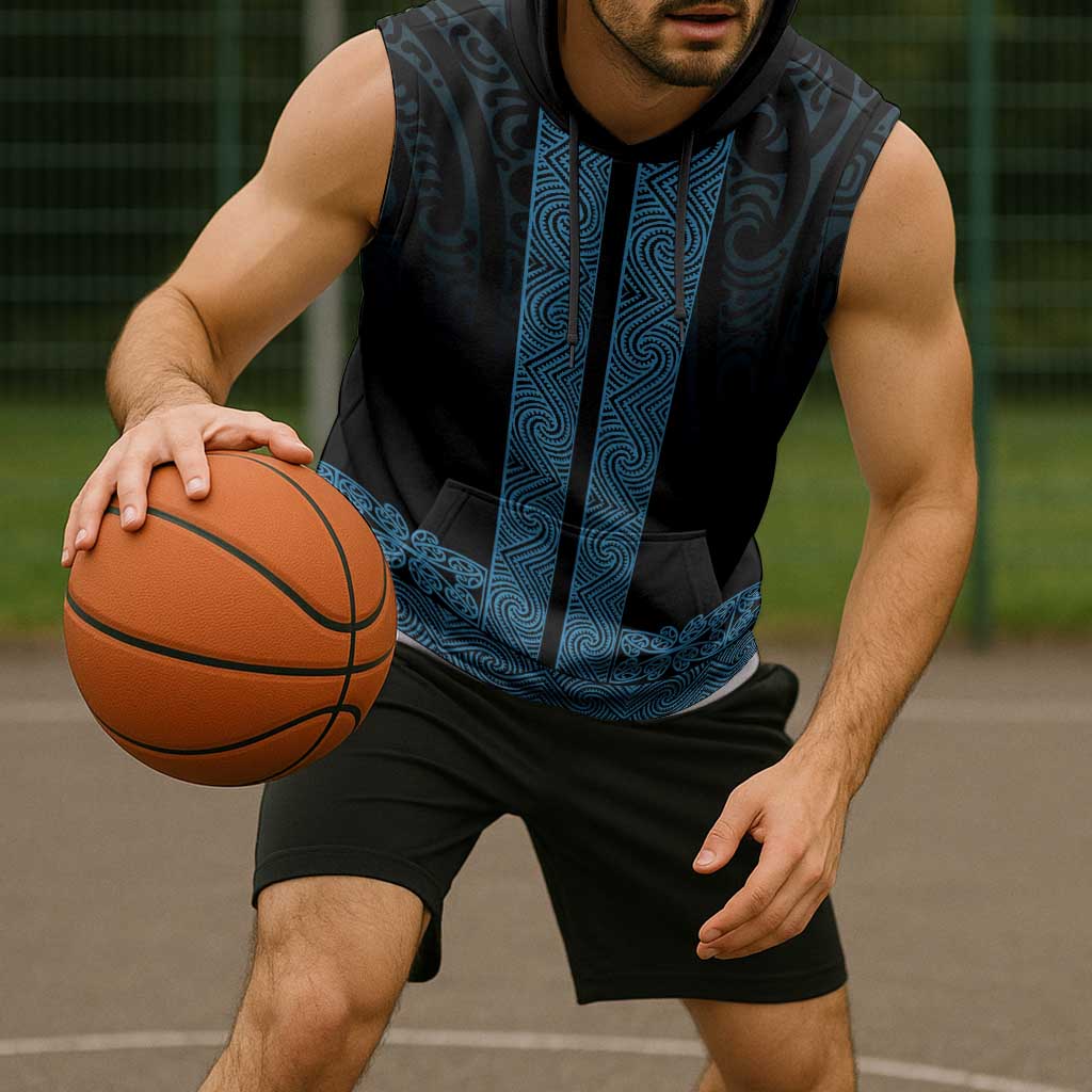 New Zealand Maori Kowhaiwhai Sleeveless Hoodie Kikorangi Maui and Mangopare LT9 - Polynesian Pride