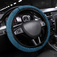 New Zealand Maori Kowhaiwhai Steering Wheel Cover Kikorangi Maui and Mangopare LT9 Universal Fit Blue - Polynesian Pride