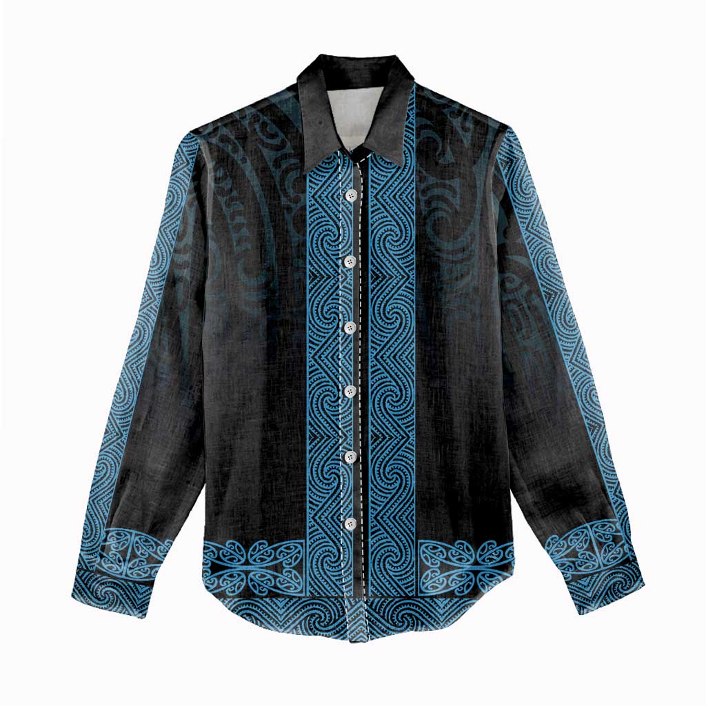 New Zealand Maori Kowhaiwhai Women Casual Shirt Kikorangi Maui and Mangopare LT9 - Polynesian Pride