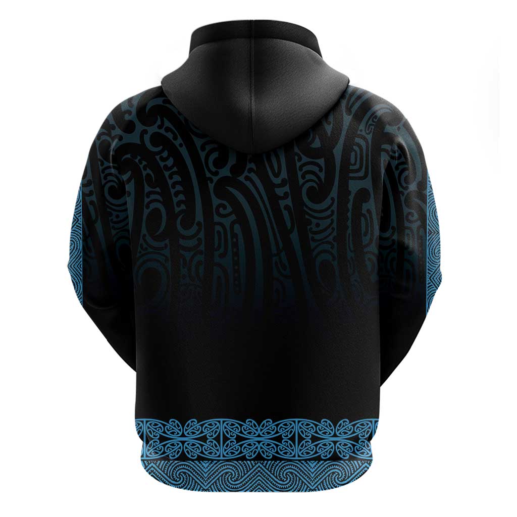 New Zealand Maori Kowhaiwhai Zip Hoodie Kikorangi Maui and Mangopare LT9 - Polynesian Pride
