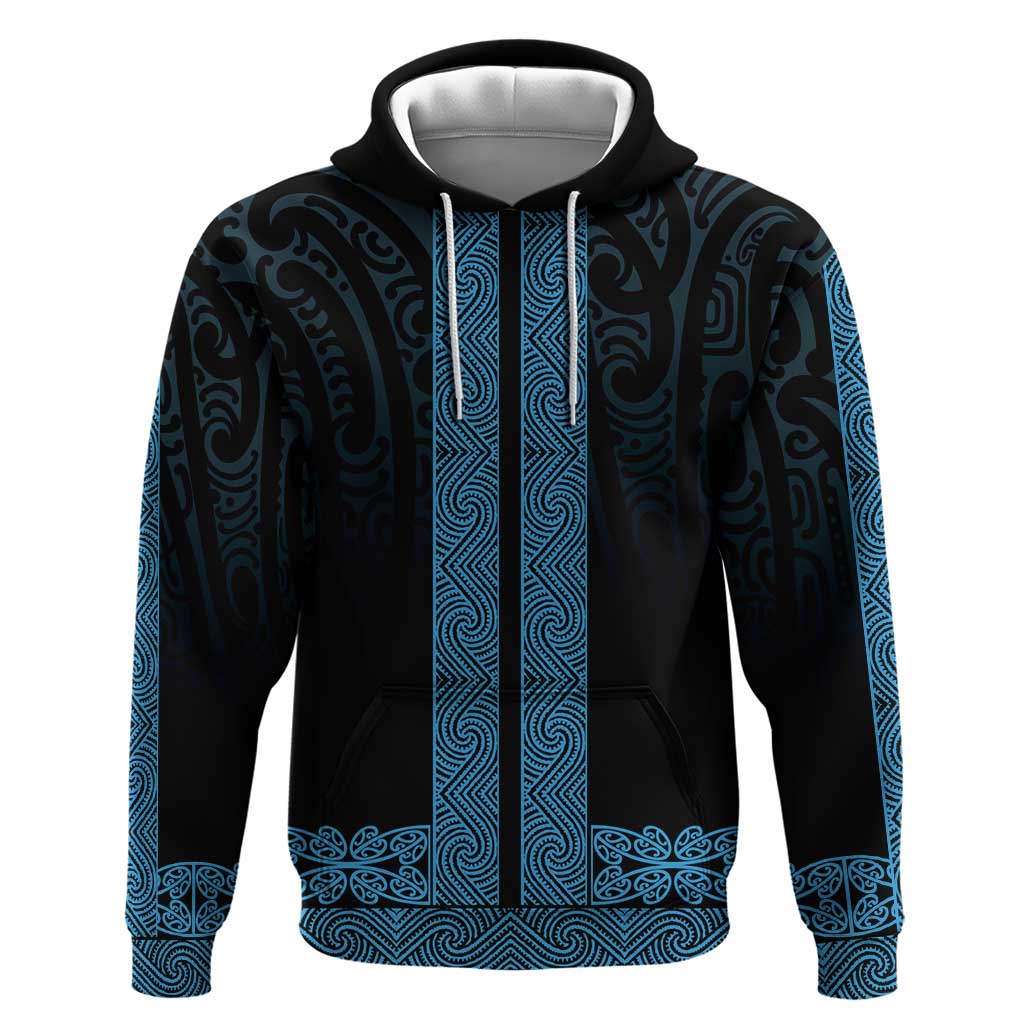 New Zealand Maori Kowhaiwhai Zip Hoodie Kikorangi Maui and Mangopare LT9 Pullover Hoodie Blue - Polynesian Pride