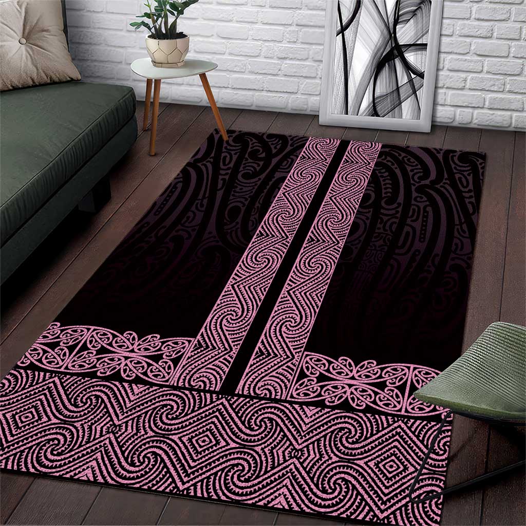 New Zealand Maori Kowhaiwhai Area Rug Mawhero Maui and Mangopare LT9 Pink - Polynesian Pride